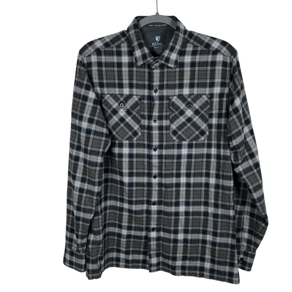 KUHL Dillingr Flannel Shirt Mens Medium Cotton Tencel Long Sleeve Button Up